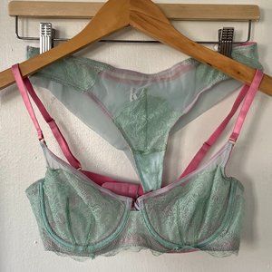 Dora Larsen Rosie Lace Underwire Balconette Bra + Underwear Set - Size 34B